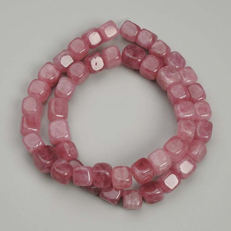 Tourmaline Beads Cubes, 7x7mm, 38cm length on beading thread
