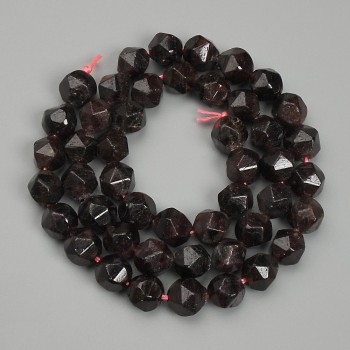 Garnet Beads - Multi-faceted, 8mm diameter, 38cm length