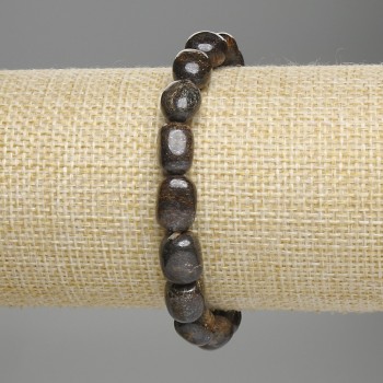 Bronzite Bead Bracelet with Tumbled Stones, diameter 8-12x7-10mm, stretch, length 18cm