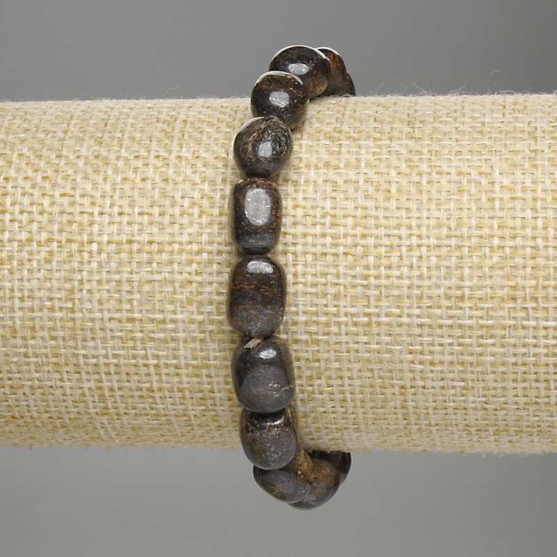 Bronzite Bead Bracelet with Tumbled Stones, diameter 8-12x7-10mm, stretch, length 18cm
