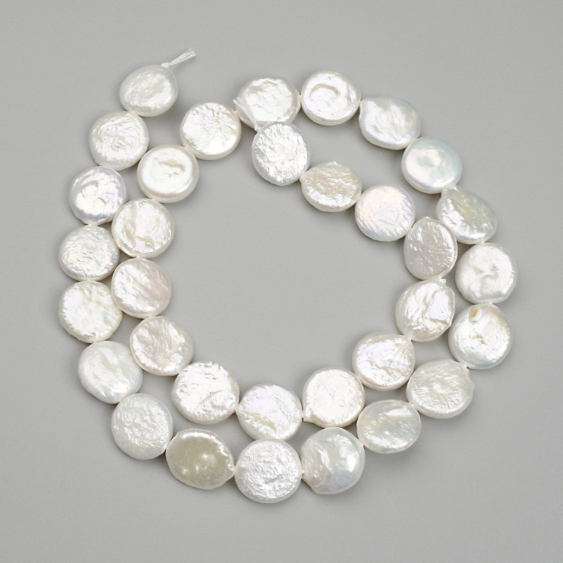 Baroque Pearls with Petrol Tint, Coin Shape, 11–12 mm Diameter, 39 cm Length