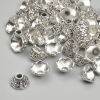 Ribbon end cap for beads, diameter 4x8 mm ± hole ~2 mm ±, metal color silver
