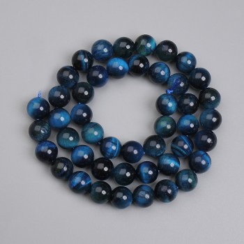 Azurite Tiger's Eye Beads 8mm Smooth Sphere ± length 38cm on string