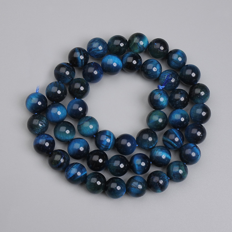 Azurite Tiger's Eye Beads 8mm Smooth Sphere ± length 38cm on string