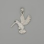 Pendant Charm Colibri - silver-toned metal with white rhinestones, diameter 29x21mm+