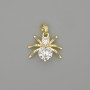 Pendant Spider, golden-toned metal with white rhinestones, diameter 19mm+