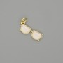Pendant 'Glasses' with Mother-of-Ppearl and White Crystals, diameter 19x6 mm, gold-toned metal