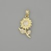 Pendant Sunflower with white crystals in golden metal, diameter 26×12 mm+