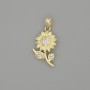 Pendant Sunflower with white crystals in golden metal, diameter 26×12 mm+
