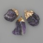 Amethyst pendant of uncut stone in golden metal 20-37×19-24mm+- assortment sizes