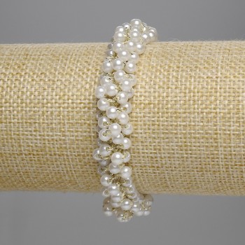 Hair Band with White Beads 4mm+