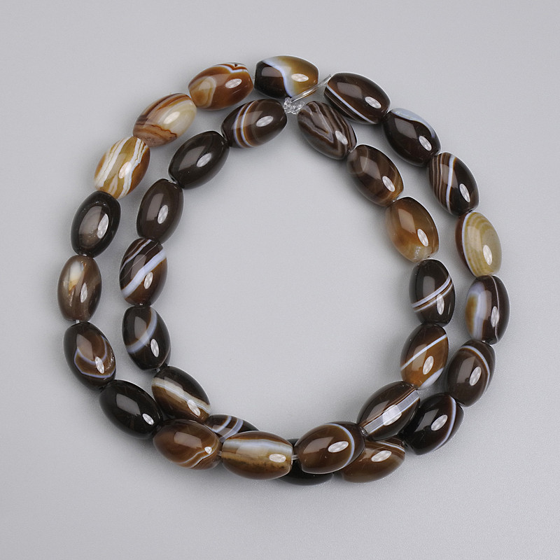 Agate Baril Beads, 12x8mm, +/- on thread, length about 39cm