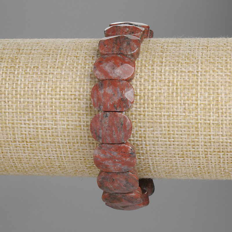 Red Jasper Beaded Chunky 15x10mm Garnet Crystal Bracelet, 18cm Stretch
