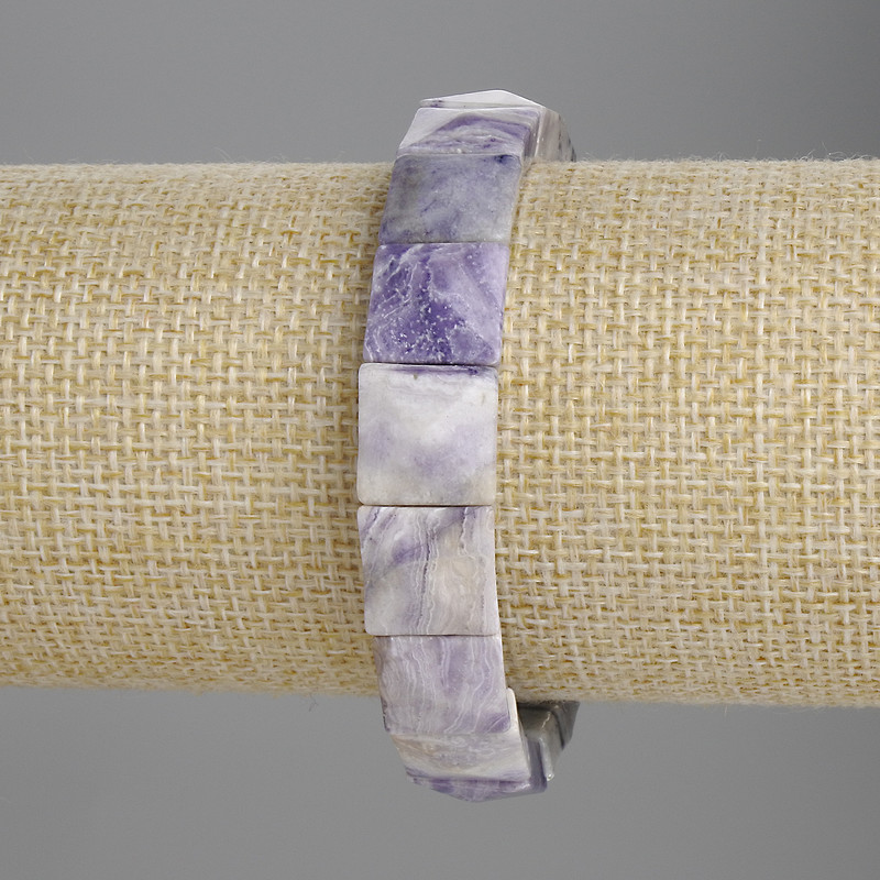 Charoite Bracelet Faceted Link 12x12mm ±, length 18cm ± Stretch