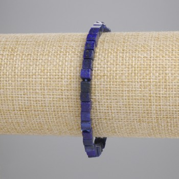 Lapis Lazuli Bead Bracelet 4.5×4.5 mm Cubes, Stretch, 18 cm