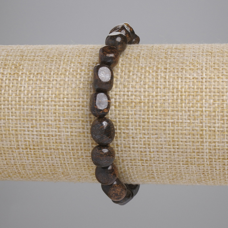 Bronzite Bead Faceted Bracelet, 7-12×7-8mm diameters, 18cm+-, stretch