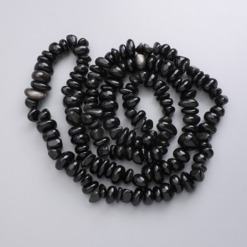 Beads Silvery Obsidian Natural Stone Faceted, on thread, diameter 9-13×4-7mm ±, length 80cm ±