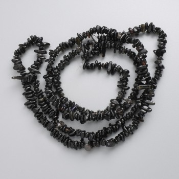 Beads, Silver Obsidian natural stone chip on thread, diameter 5-8, 5×2-4mm±, length 78cm ±