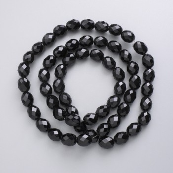 Beads Czech Crystal on fishing line black matte faceted grain, diameter 9.5x8mm + -, length 56cm +