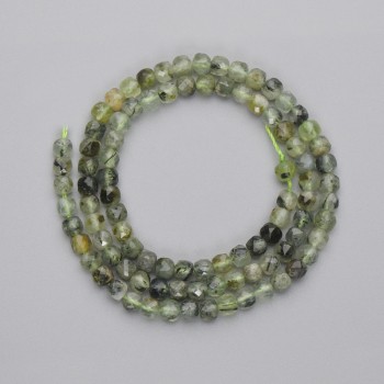 Prehnite Beads Grenaded Cubes 4x4mm ± on Thread, Length 38cm+