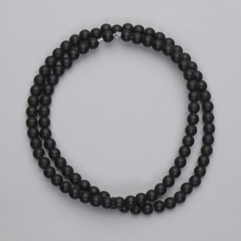 Shungite Beads Smooth Round 4mm on Thread, 38cm+ length