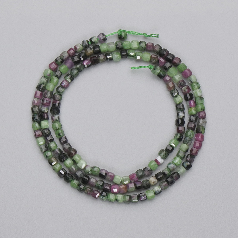 Zoisite Beads Faceted Cube 2mm Dia ± on Thread, 38cm+ Length