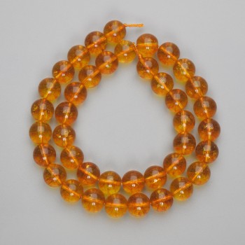 Citrene Beads smooth round beads 10mm ± on thread, length 37cm+
