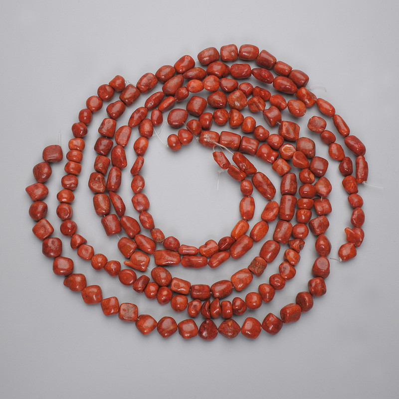 Hollow coral beads faceted rondelle, diameter 7-12x9-10mm± (assorted sizes) on a thread, length 42cm+