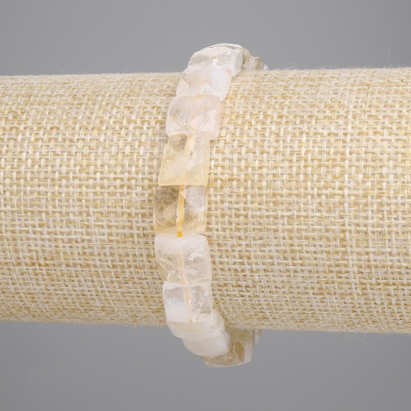 Bracelet Faceted Citrine Square, diameter 9-10x9-10mm+- (stretch), length 18cm+