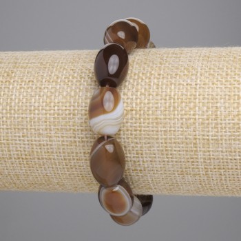 Agate Barillo Bracelet, 16x12mm barrels, 18cm length, stretch