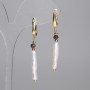 Earrings Baroque Pearls 20×5mm+- Garnet faceted ball 4mm+-, length 50mm+- (assorted sizes)