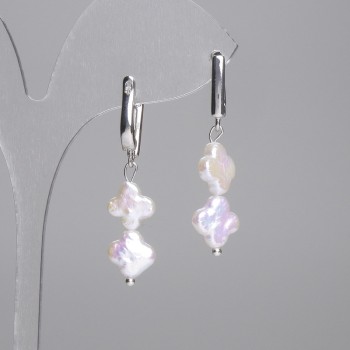 Baroque Pearl Clover Earrings 10mm ±, length 39mm ±