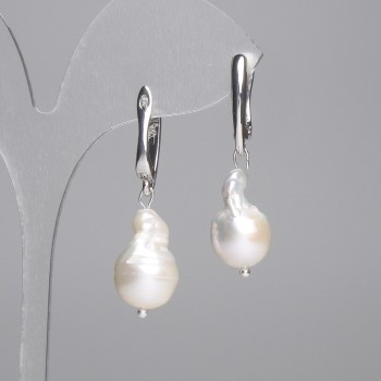 Baroque Pearl Earrings 18x11mm +-, length 42mm+-