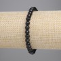 Agate Bracelet (loose) black Czech glass faceted bead 6mm+-, length 18cm stretch