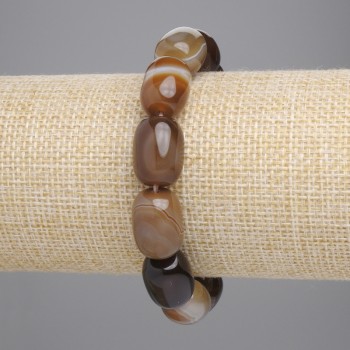 Agate Barilo Bead Bracelet 15×12mm ±, 18cm ± Stretch