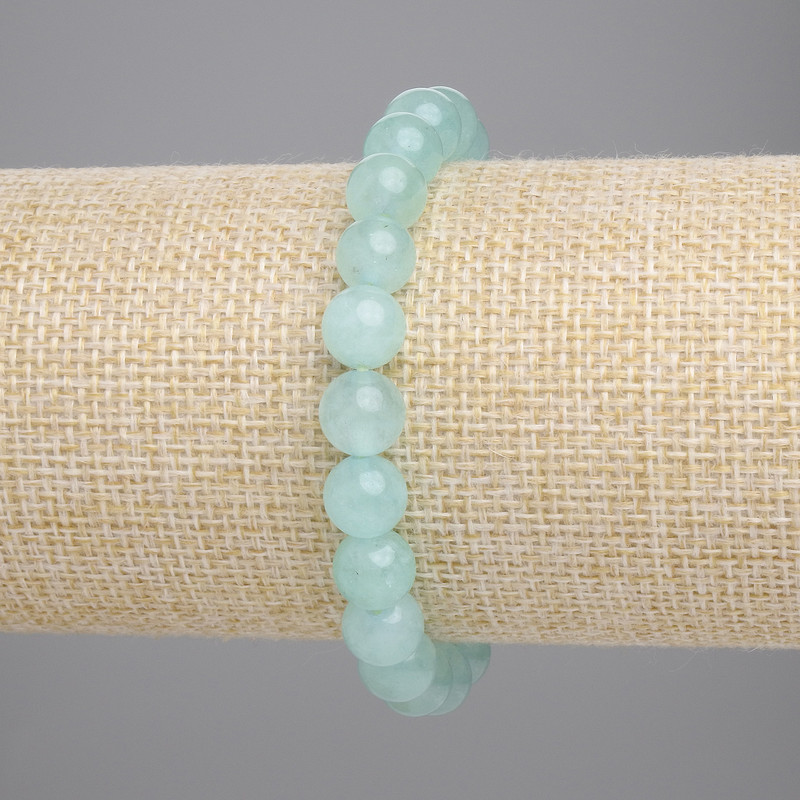 Amazonite Bead Bracelet, smooth spheres 8 mm diameter, length 18 cm, stretch