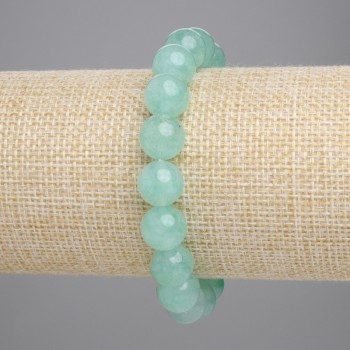 Amazonite Bead Bracelet smooth round beads 10mm diameter, stretch length 18cm