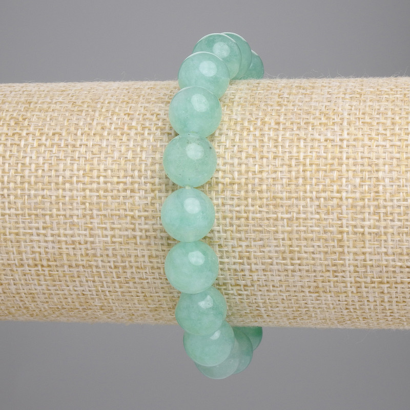 Amazonite Bead Bracelet smooth round beads 10mm diameter, stretch length 18cm
