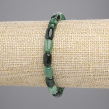 Emerald Barrel Bead Bracelet, 9x6mm diameter, 18 in. length, stretch