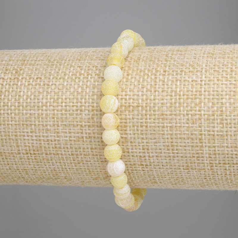 Yellow Frost Agate Bracelet smooth rounds, diameter 6mm ±, length 18cm ± stretch