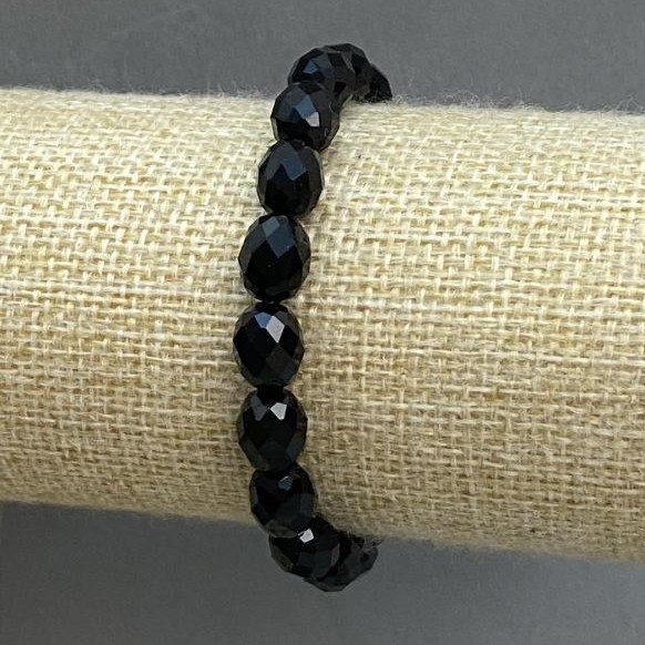 Agate Bracelet (single) Czech Glass Beads Faceted Grain, 9.5×8 mm, +-/-, Stretch Length 18 cm