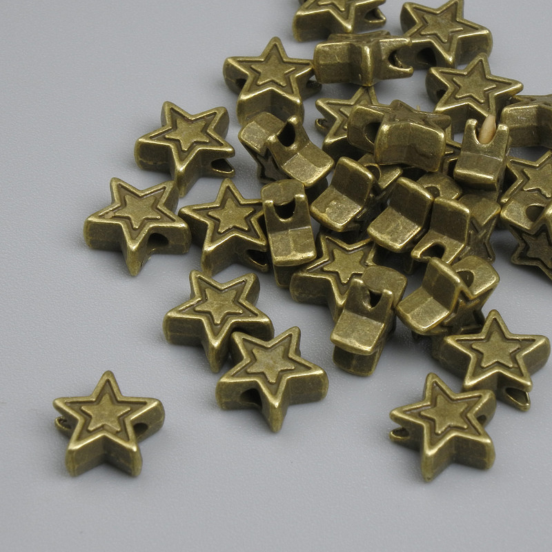 Bead Inlay Star Charm, Bronze Tone, 6×2.5 mm, hole 1.5 mm, approx. pack ~25 pcs