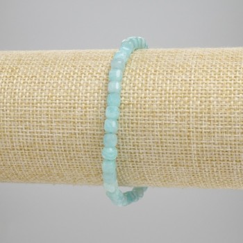 Amazonite Bead-Style Bracelet, faceted cube, 4x4 mm diameter +-, length 18 cm +-, stretch