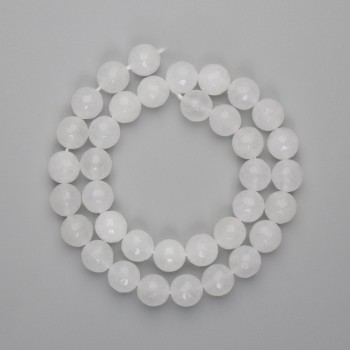  Faceted Mountain Crystal Beads, round ball, 10 mm diameter ±, length 37 cm ± on thread