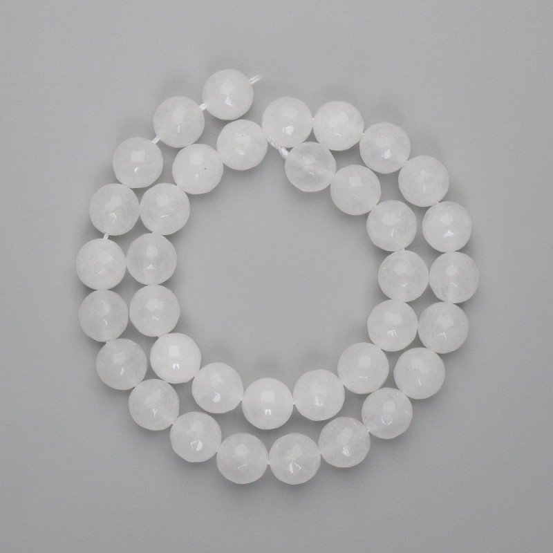  Faceted Mountain Crystal Beads, round ball, 10 mm diameter ±, length 37 cm ± on thread
