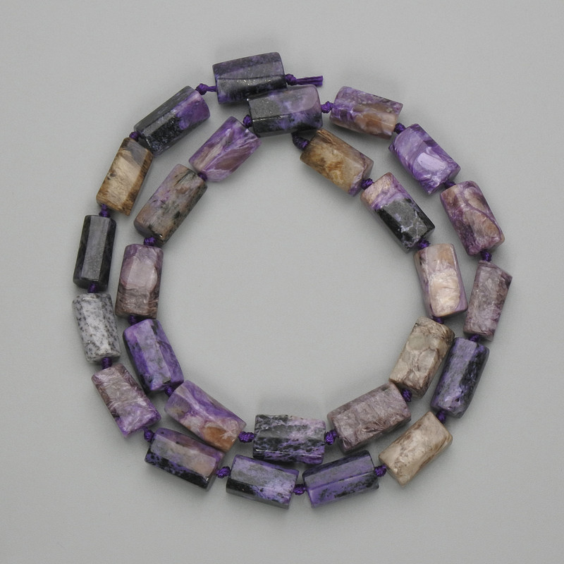 Charoite Beads, faceted cut 12-14×6, 5-7 mm ±, on a thread 41 cm ±