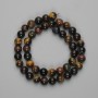 Beads Bull's Eye Tiger's Eye Hawk's Eye smooth round 8mm+-, length 38cm+- on thread
