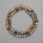 Rhodonite Faceted Cube Beads 5x5mm+, length 39cm+ on thread