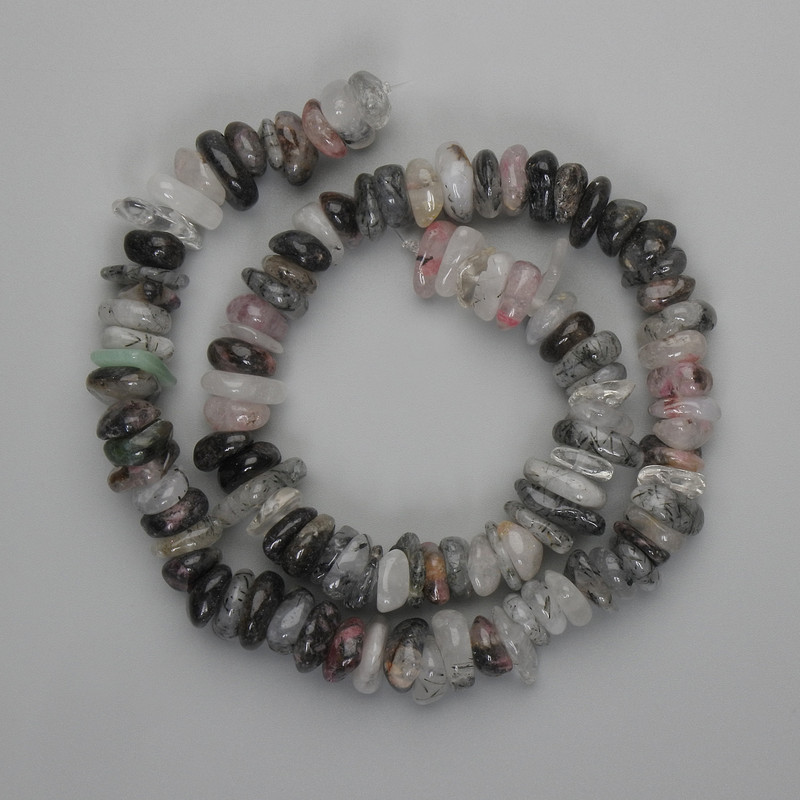 Rutilated Quartz Hairy Rutile Chunk Beads 8-11x3-4, 5mm+-, length 38cm± on a thread
