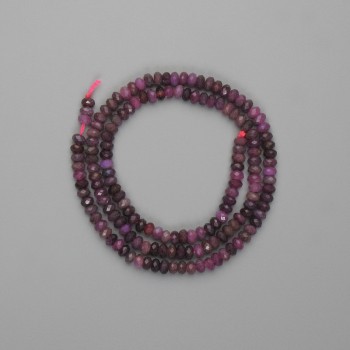 Ruby Beads Faceted Rondelle 4x2mm, 38cm length on a thread